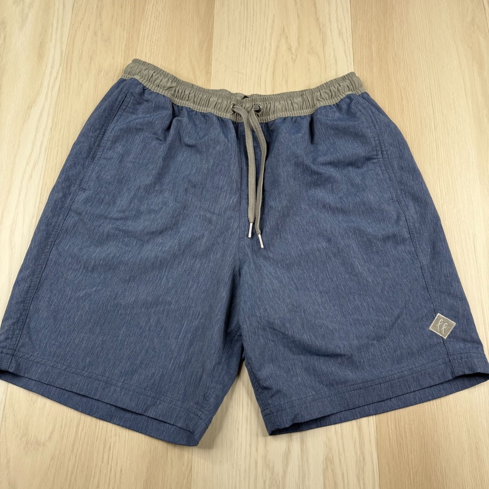 Free Fly Mens Heather Indigo Blue Bamboo Performance Drawstring Board Shorts M